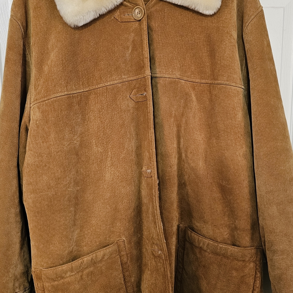 Dennis Basso Tan Jacket with Cream Collar